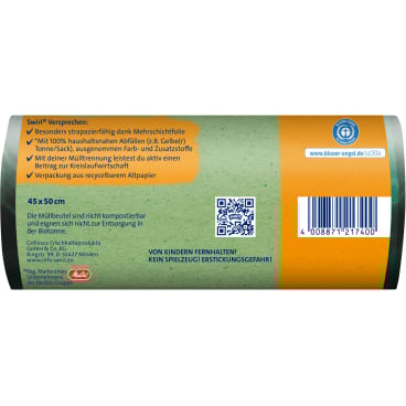 Swirl® Öko Müllbeutel Reißfest, 20 Liter