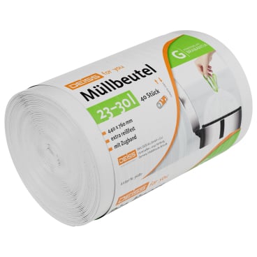 DEISS FOR YOU Müllbeutel 23-30 L mit grünem Zugband aus HDPE