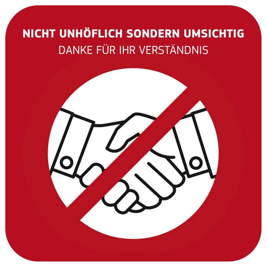 Hinweisschild «Händeschütteln vermeiden»