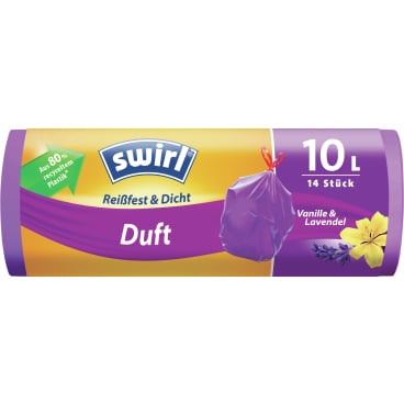 Swirl® Duft - Müllbeutel Reißfest, Vanille-Lavendel, 10 Liter