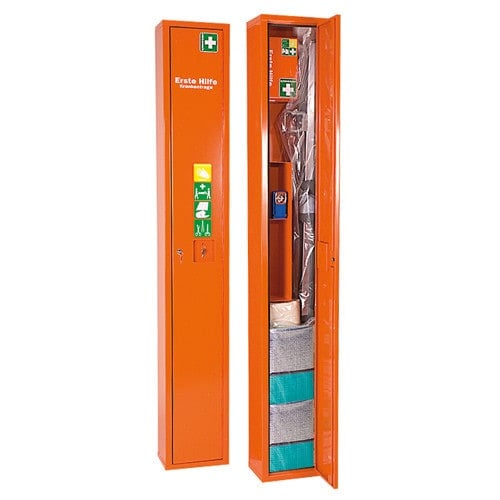 Stehschrank für Krankentrage mit Inhalt
