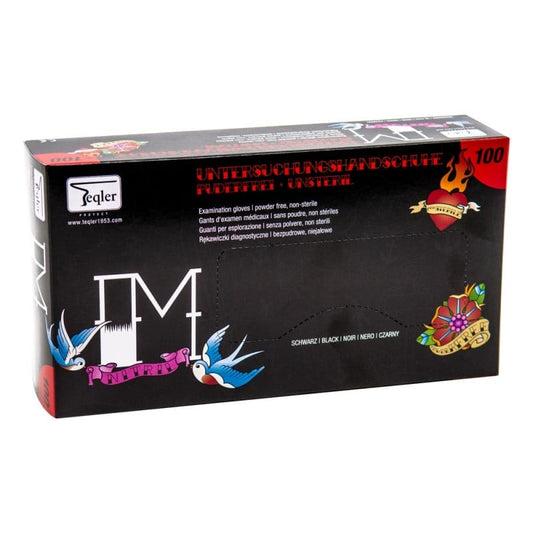Schwarze Nitrilhandschuhe für Tätowierer