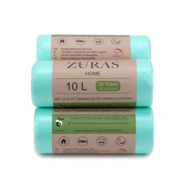 ZURAS Müllbeutel kompostierbar, 10 Liter