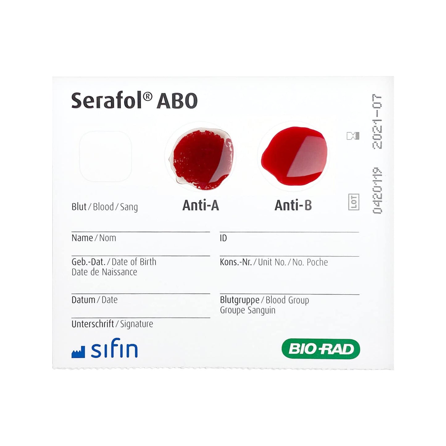 Serafol AB0 Bedside-Karten